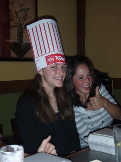 Lynn's birthday hat
Lynn with her birthday hat on, Rebekah approves
