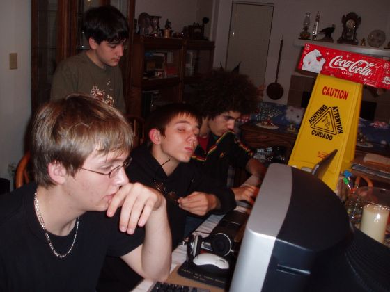 The guys gaming
Bunch of my friends playing games, random CAUTION: COKE sign in the background...?
