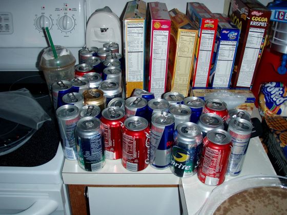 Energy waste
Our total alotment of energy drinks and sodas from my party
