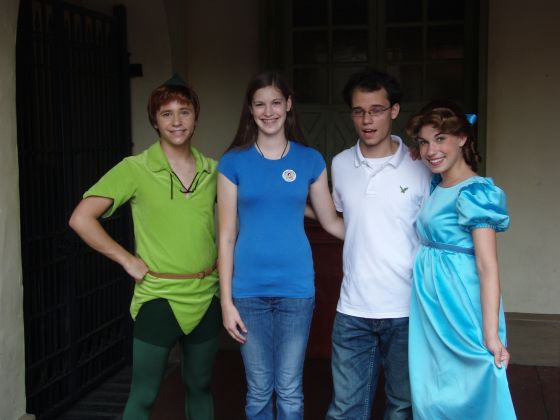 Michelle and Stevie with Pan
Peter Pan and Wendy from the movie pose with Michelle and Stevie
