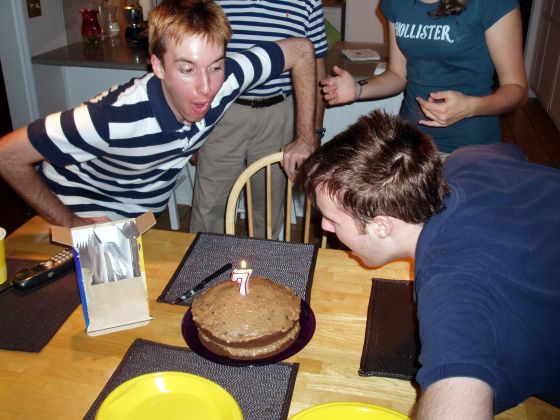 Blowing out the candles
Adrian and Daniel blow out the candle on their birthday cake

