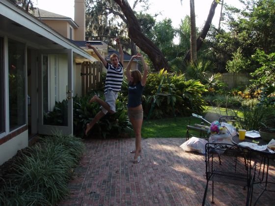 Ballet dancers
Brittany was about to preform a cartwheel when the ever energetic Daniel jumps out of the house in his own form
