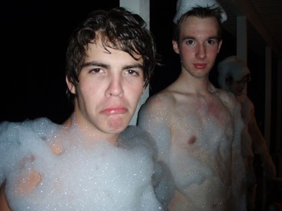 Marsh and Daniel bubbles
Marsh and Daniel covered in bubbles from the hot tub
