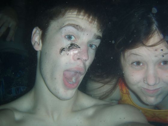 Michael and Brittany underwater
