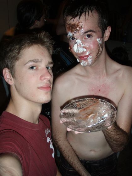Michael and Daniel cake-faced
