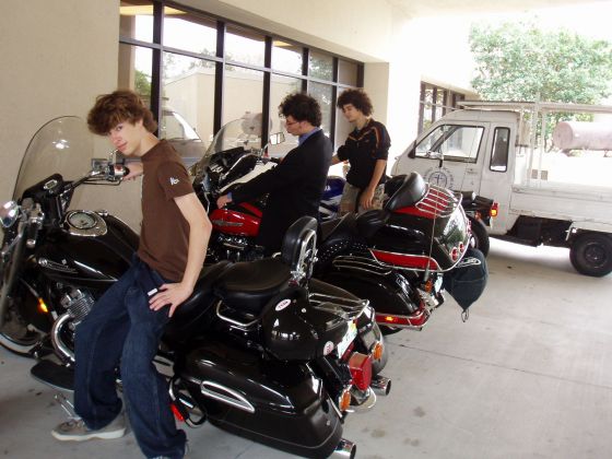 Brothas motorcycles
Jayce, Stevie, and I hop on the random bikes parked under the overhang
