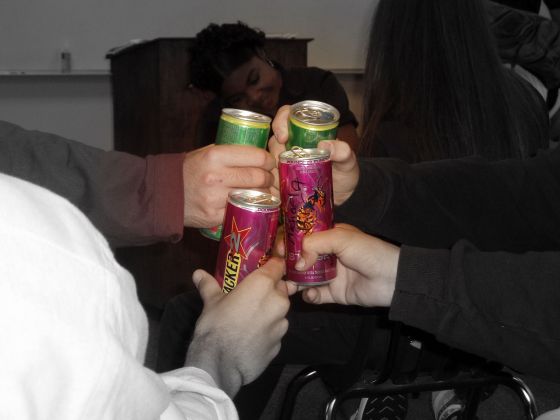 Bottoms up!
Our last day in Life Management, Adrian and Nathan teamed up to supply our group with energy drinks, money goes to whoever can guess who we are by our sleeves 
