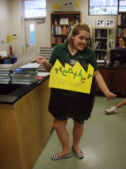 Heather Helium
Amanda dressed up for her chemistry project

