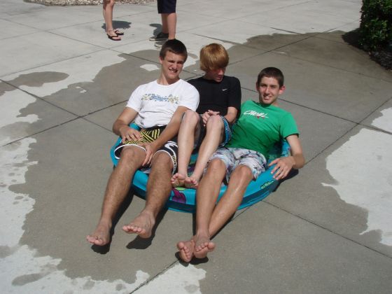 Sunbathing
Brooks, Brett, Kyle, and their friend brought out a kiddie pool and a kite to the court yard for fun friday
