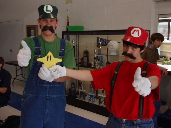Mario and Luigi
James and Pinks dressed up as Mario and Luigi for character day; they won the competition for best costume
