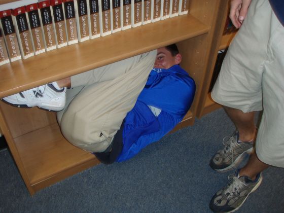 Justin in the bookcase
Mrs. Hinds gave us a stretch break during Geometry, Justin spent it cooped up in the bookshelf
