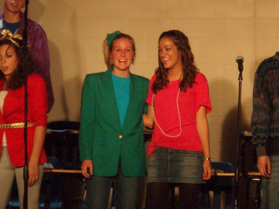 Madeline and Christina singing
Madeline and Chrstina singing during the Friends Forever play
