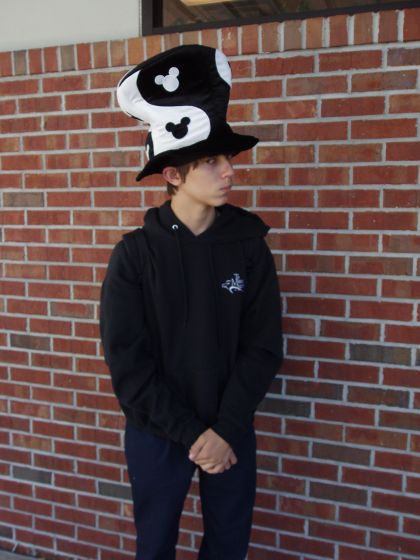 Jayce's hat
Nathan wearing Jayce's crazy Disney hat
