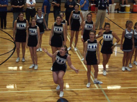 Pep cheerleaders
Amanda leading the girls in a cheer
