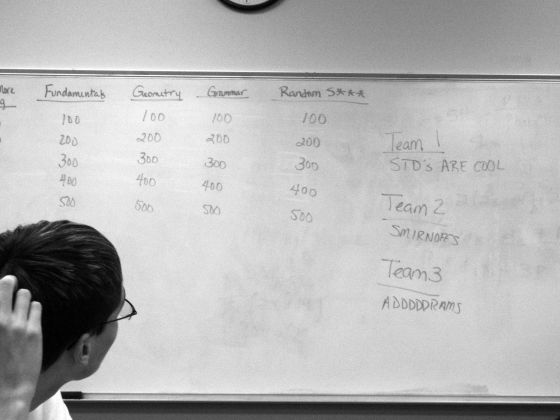 Princeton Review board game
Sean looking at the board during a review game
