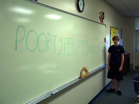 Pooptypueptypants
Sean writes on the board during class
