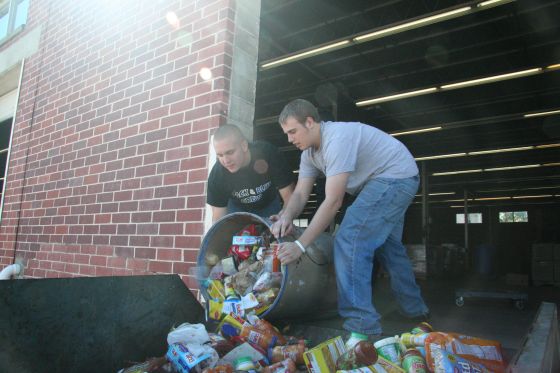 Taking out the trash
Janssen and Ray take out the trash at the Second Harvest Food Bank
