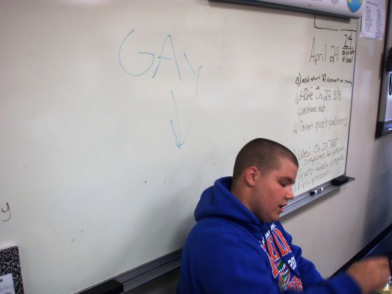 Unaware Wesley
Eric wrote this on the board behind Wes when he wasn't looking
