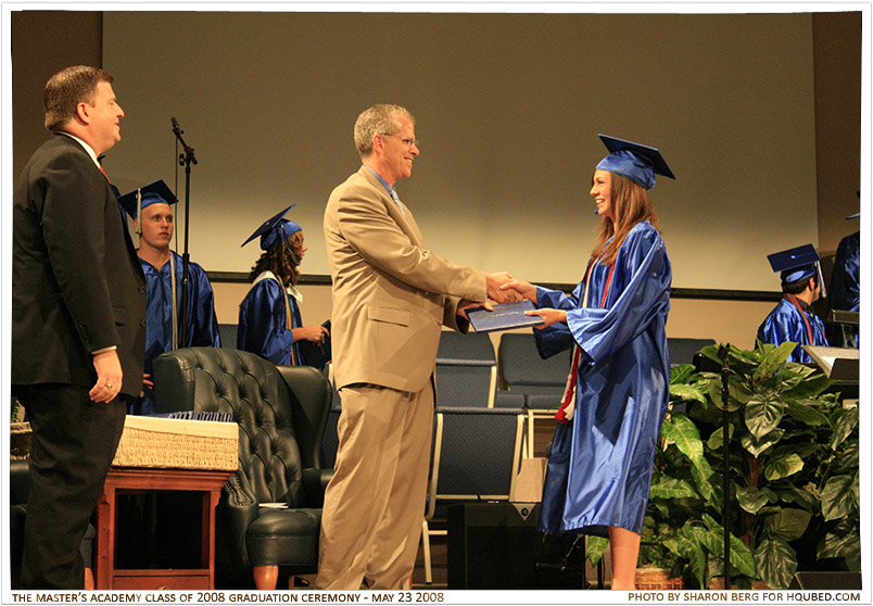 Rachel's diploma
Rachel getting her diploma from Dr. Harris
