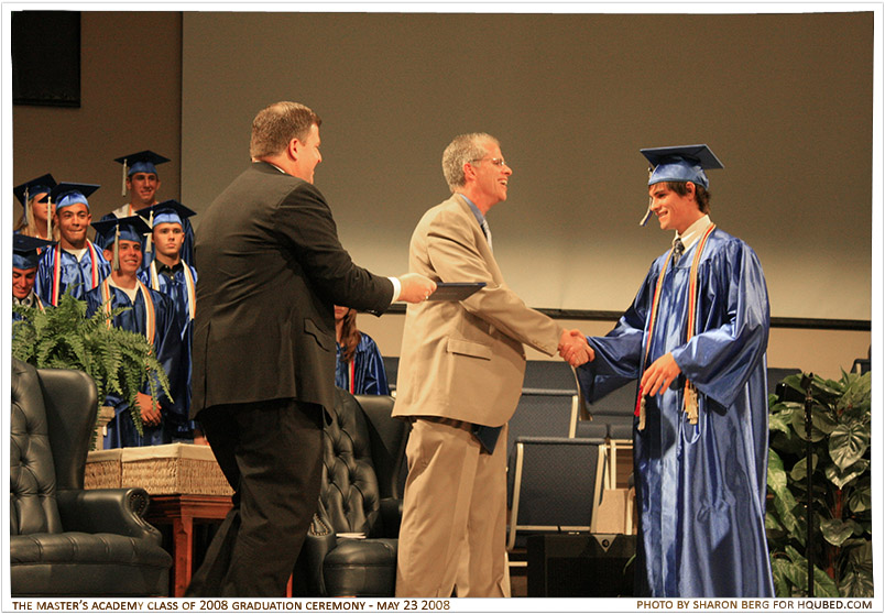 Evan's diploma
Evan (finally) getting his diploma from Dr. Harris
