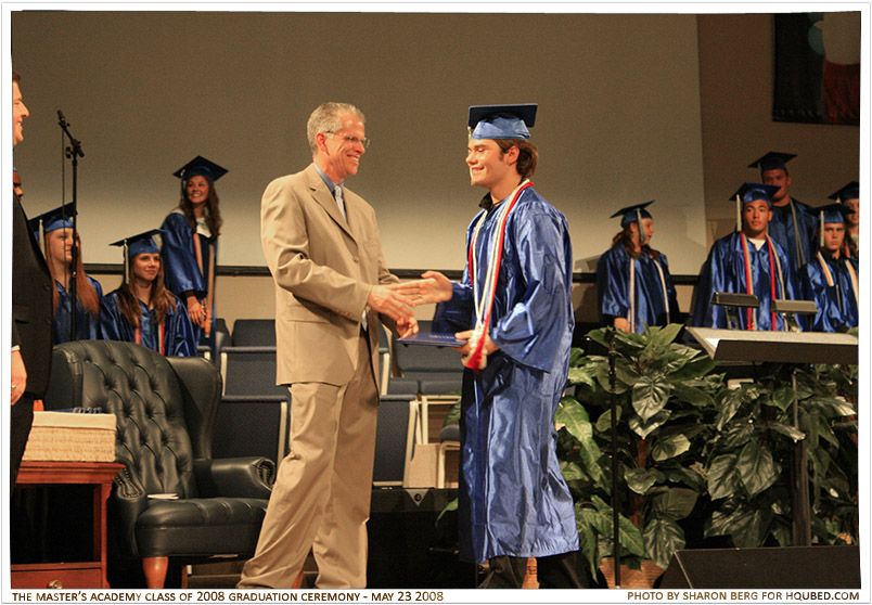 Tom's diploma
Tom getting his diploma from Dr. Harris
