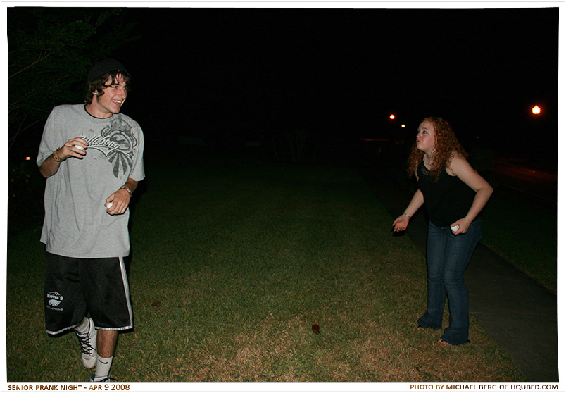 Egged
Eric ended up hitting Joanna with an egg just for fun- she didn't enjoy it nearly as much as he did
