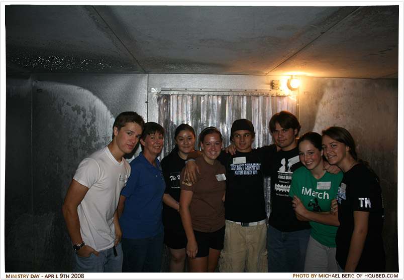 Return to the Freezer
Me, Mrs. Smith, Alex, Julia, Josh, Tom, Rebekah, and Lynn for a group shot in the freezer at the Greater Orlando Food Bank
