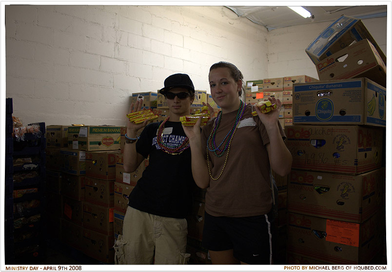 Sugar rush
Julia and Josh at the Greater Orlando Food Bank with handfuls of candy as a reward for volunteering
