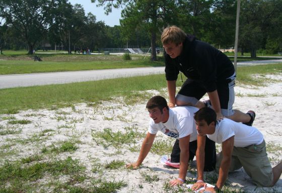 Three man pyramid
One of the stops on the relay race at retreat for Blake, Evan, and Janssen
