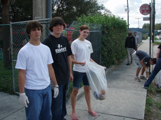 Pick up the trash
Marsh, Braden, and Brittany bagging cigarette butts from the side of the street in downtown Orlando
