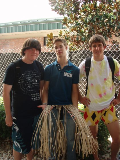 Michael, Braden, Brooks Hawaiian
Braden, Brooks, and I dressed up for the cheerleading hawaiian spirit day; Braden in his first TMA shorts appearance ever (Brooks always wears those mini-shorts though)
