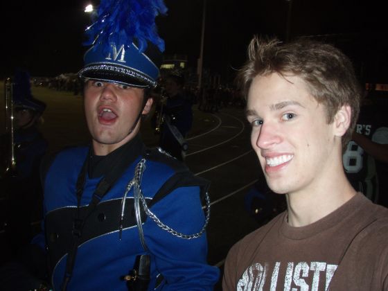 Michael and Tom homecoming
Michael following Tom in his performance marching line after the halftime at the homecoming game
