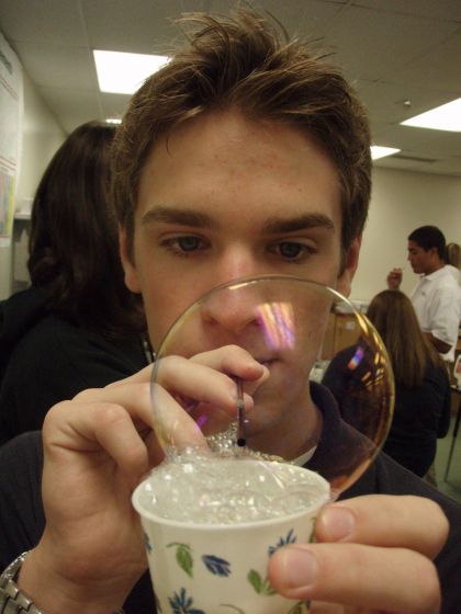 My bubble
Me blowing bubbles in Chemistry class
