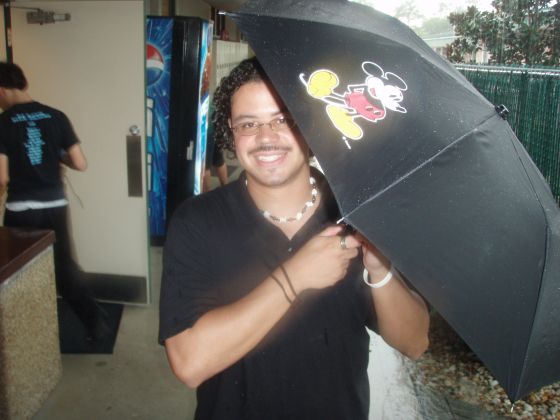The Mickey umbrella
Mr. Petrosky during the TMA rainstorm with his Mickey umbrella
