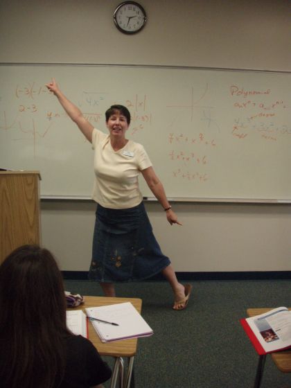 The disco function
Mrs. Smith showing us what one of the algebra functions looks like (of course, I can't remember which one)
