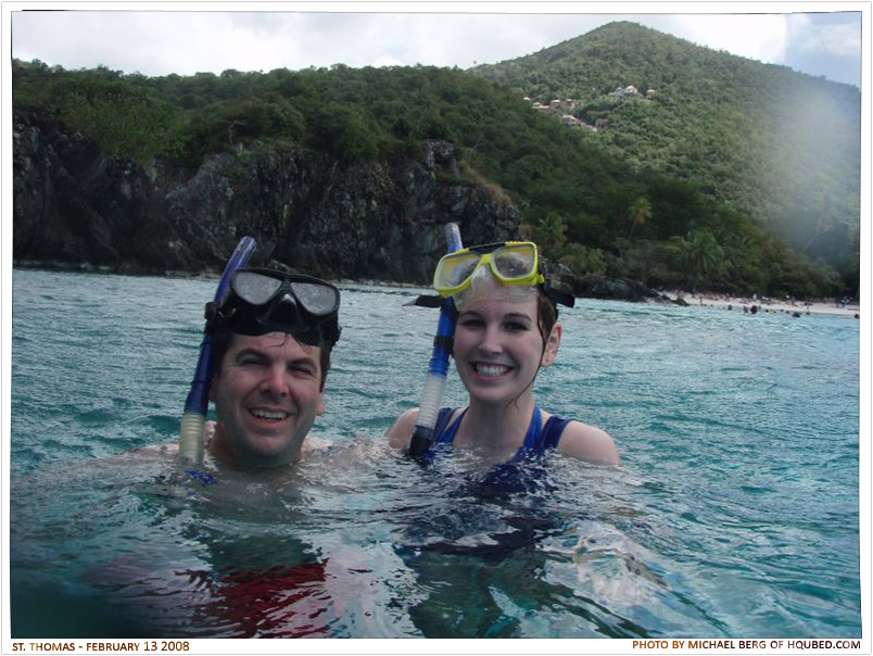 Brittany and Bruce snorkeling
Brittany and her dad coming up to breathe while snorkeling off of St. Thomas
