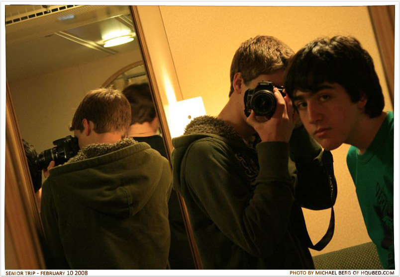 Reflection shot
James and I through multiple mirrors after we all had just gotten settled into our cabins
