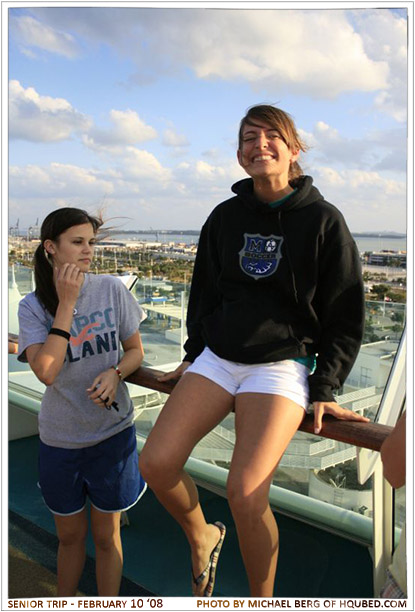 Sitting on the railing
Ashlyn sitting on the railing, obviously happy that our senior cruise has finally started
