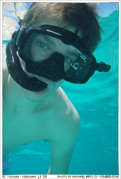 Michael snorkeling
Michael underwater at St. Thomas looking at fish and such
