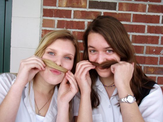 Girly mustaches
Ally and Lynn were hyped up on candy when Stevie took this... at least, that's their explination
