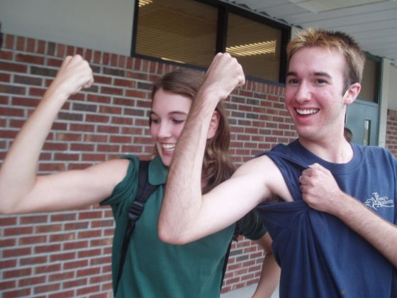 Muscular studs
Brittany and Daniel show off their muscular arms
