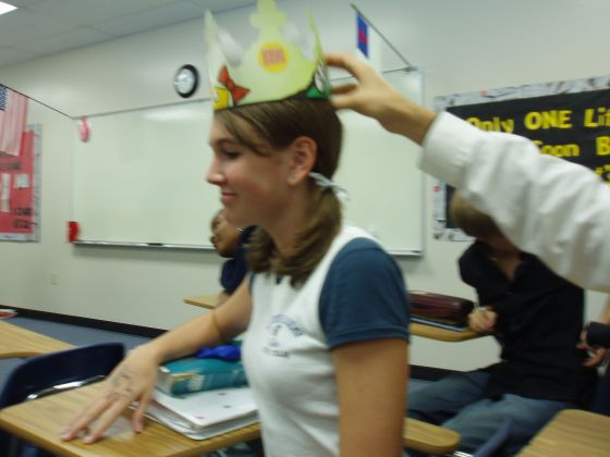 Queen Brittany
Brittany wearing Stevie's Burger King crown during bible
