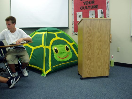 Frog tent
Sarah Cox's frog tent that she set up in Mr. Surkamer's bible classroom
