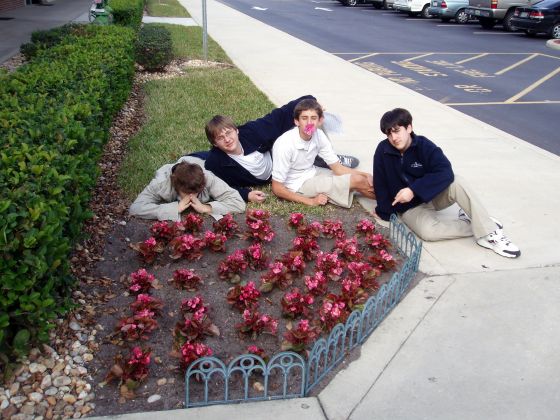 The flowers
Me, Brooks, James, and Mac on our Latin scavenger hunt, object 11
