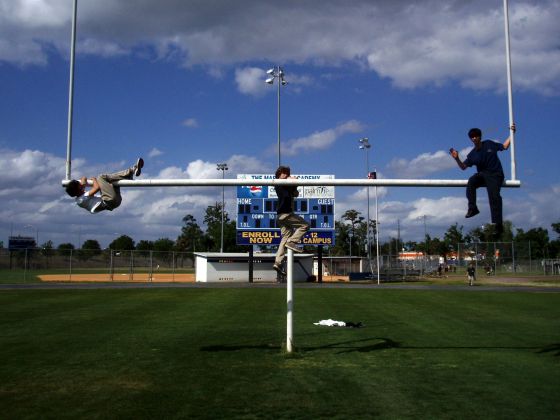 Goal hanging
Me, Stevie, and Anthony climbing all over the football goalpost
