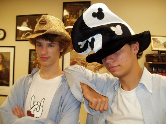 Michael and Stevie hatters
Michael and Stevie in English class looking snazzy in Jayce's hats
