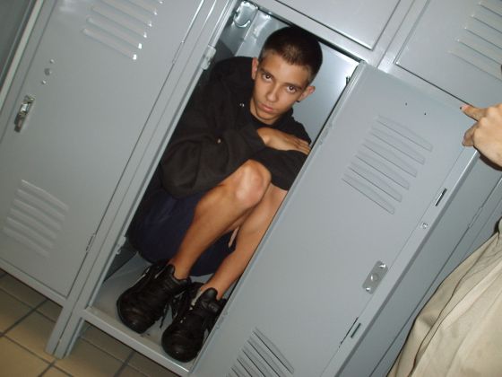 Nathan in a locker
This same thing happened in sixth grade but we didnt have cameras then, he can still fit
