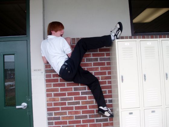 Sean lockers
Sean jumped up on some lockers after english class
