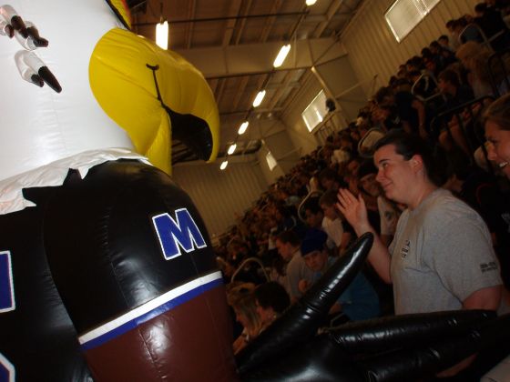 Hi Talon
Mrs. Brown greets Talon during a pep rally
