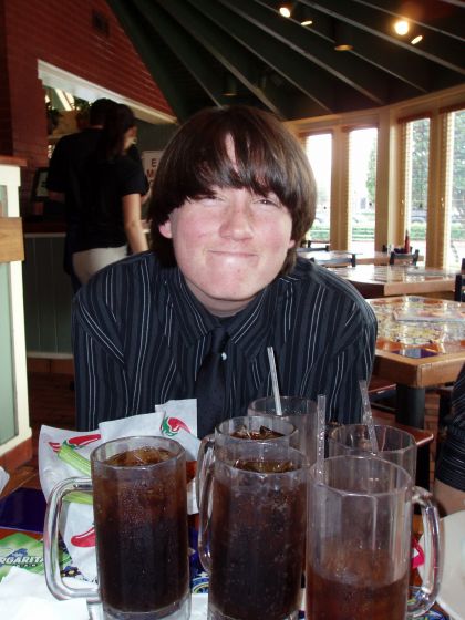 Braden's love of Coke
Braden with his six cups of coke at Chili's
